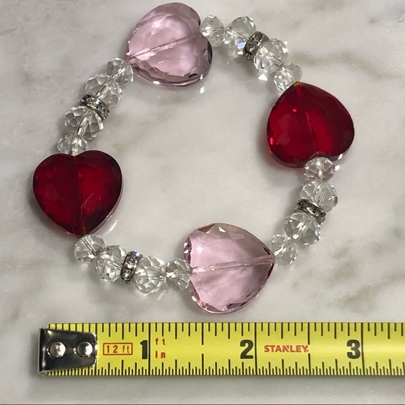 Red & Pink Cut Glass with beads - Picture 7 of 7